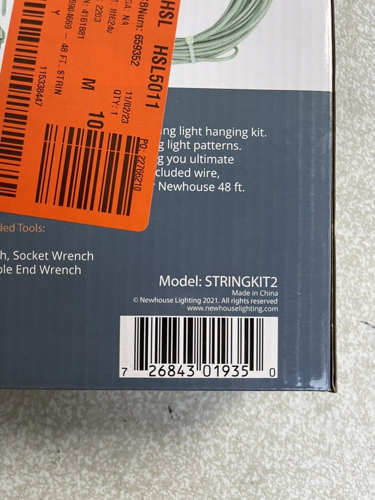 Newhouse Lighting 48 ft String Light Hanging, Mounting Kit, Wire, Mounting Hooks
