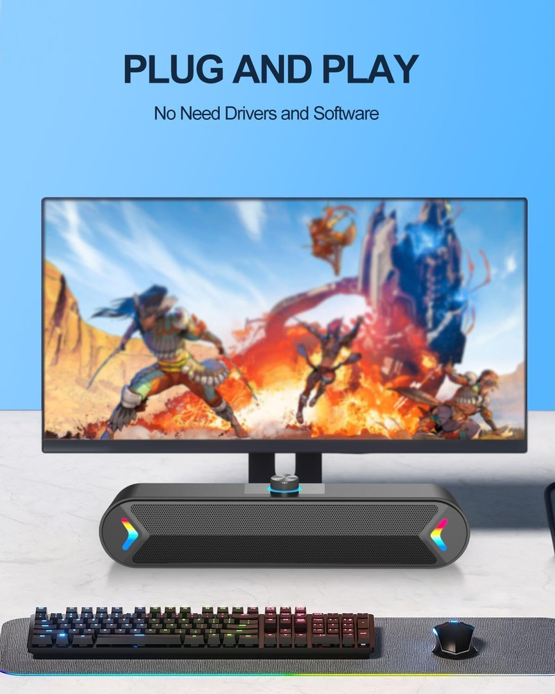 Computer Speakers,Pc Speakers for Desktop,Wired Usb-Powered Sound-Bar for Comput