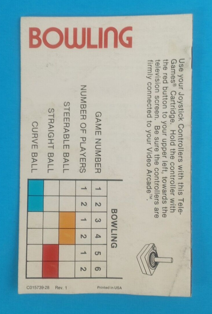 Atari 2600 Bowling Instructions Manual