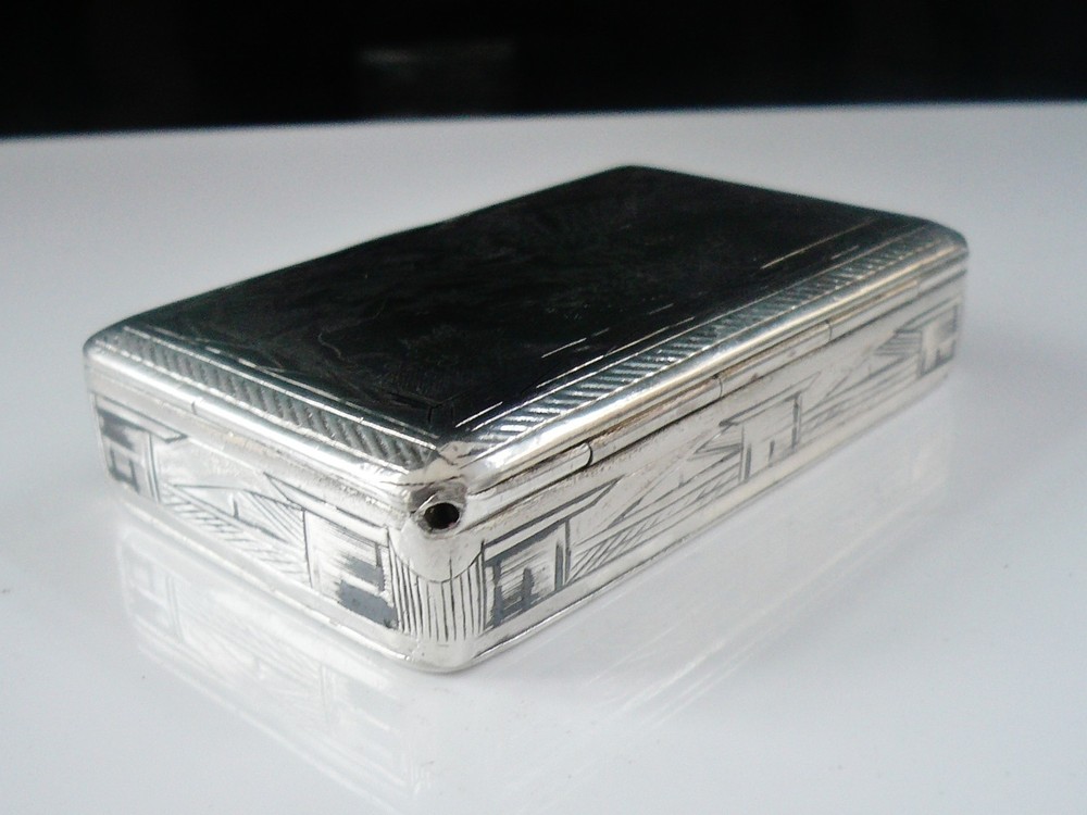 Antique Russian Silver Niello Snuff Box from 1834