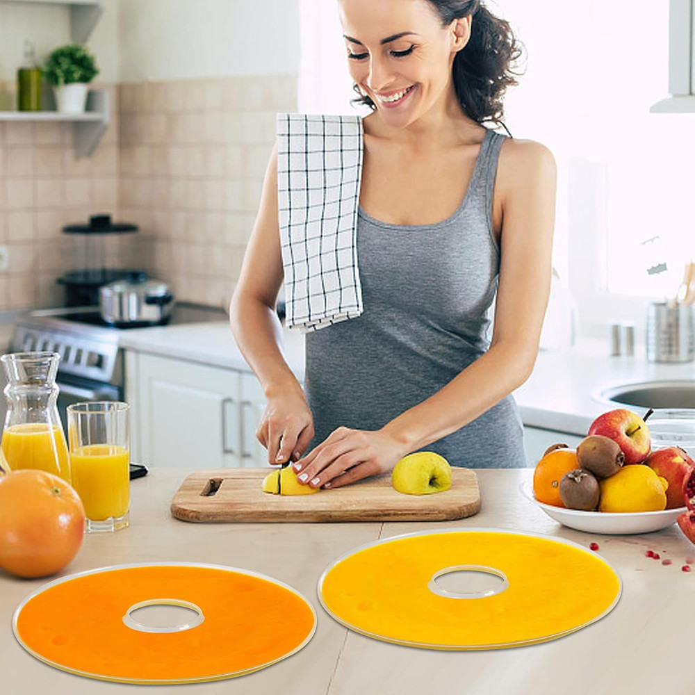 6 Pack Fruit Roll Sheets, Round Plastic Dehydrator Sheets with Edges, Reusable D
