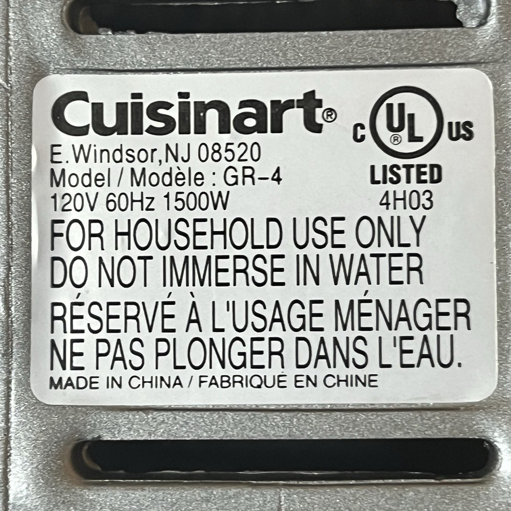 Cuisinart Griddler GR-4 (Not GR-4N) Top Heating Element Assembly With Hardware