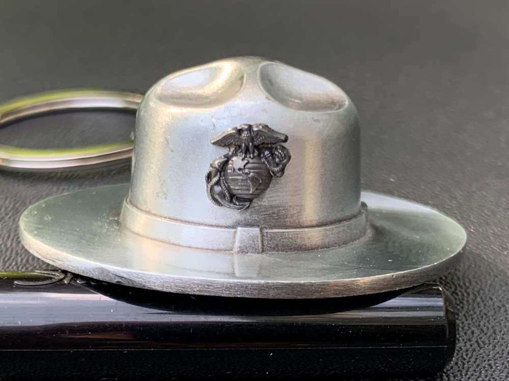 USMC Marine Corps campaign hat keychain