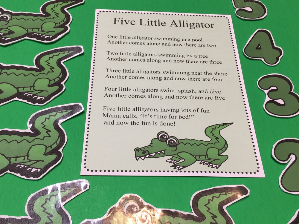 Five Little Alligator Flannel Board Set - Laminated Activity Set - Teaching