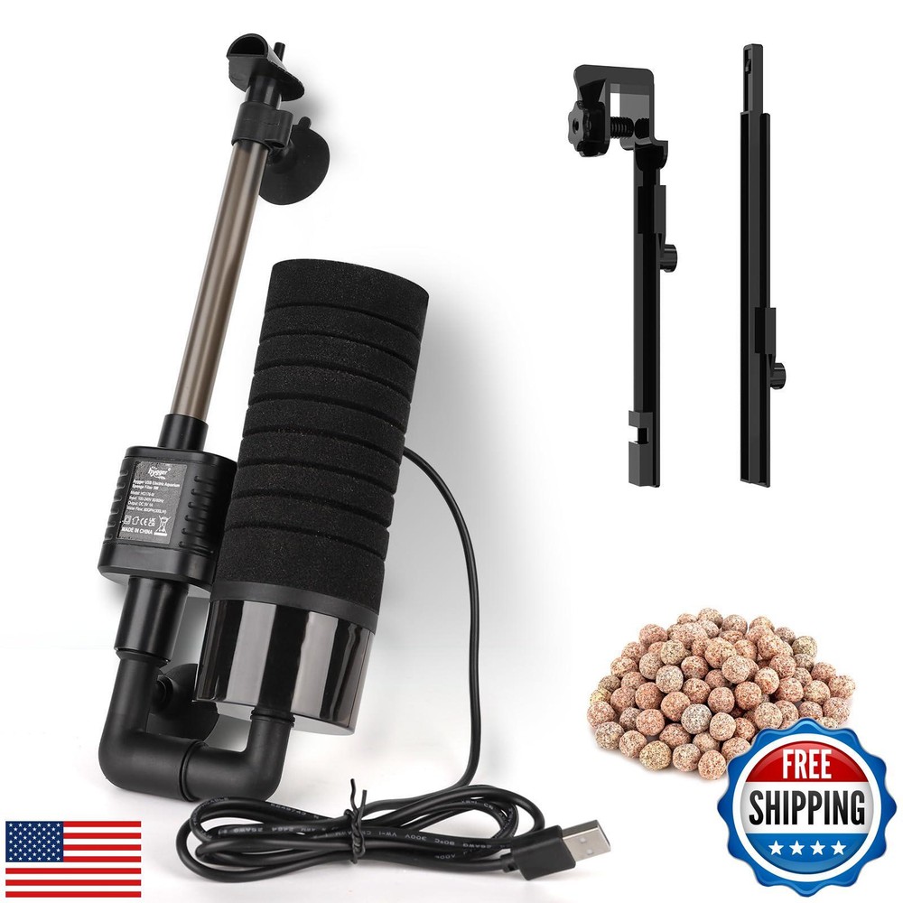 hygger USB Single Sponge Filter, Small Aquarium Filter with Adjustable Hangin