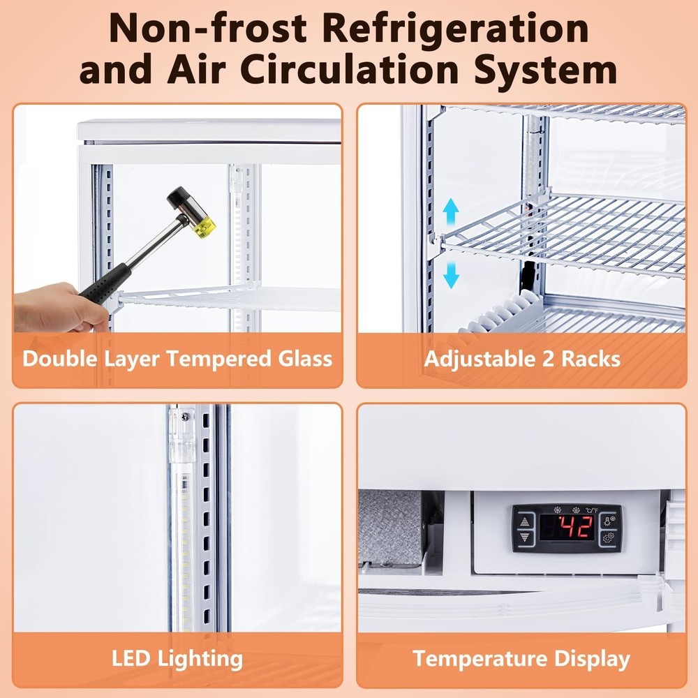 Display Refrigerator, 2.0 Cu.Ft Refrigerated Display Case Countertop Commercial