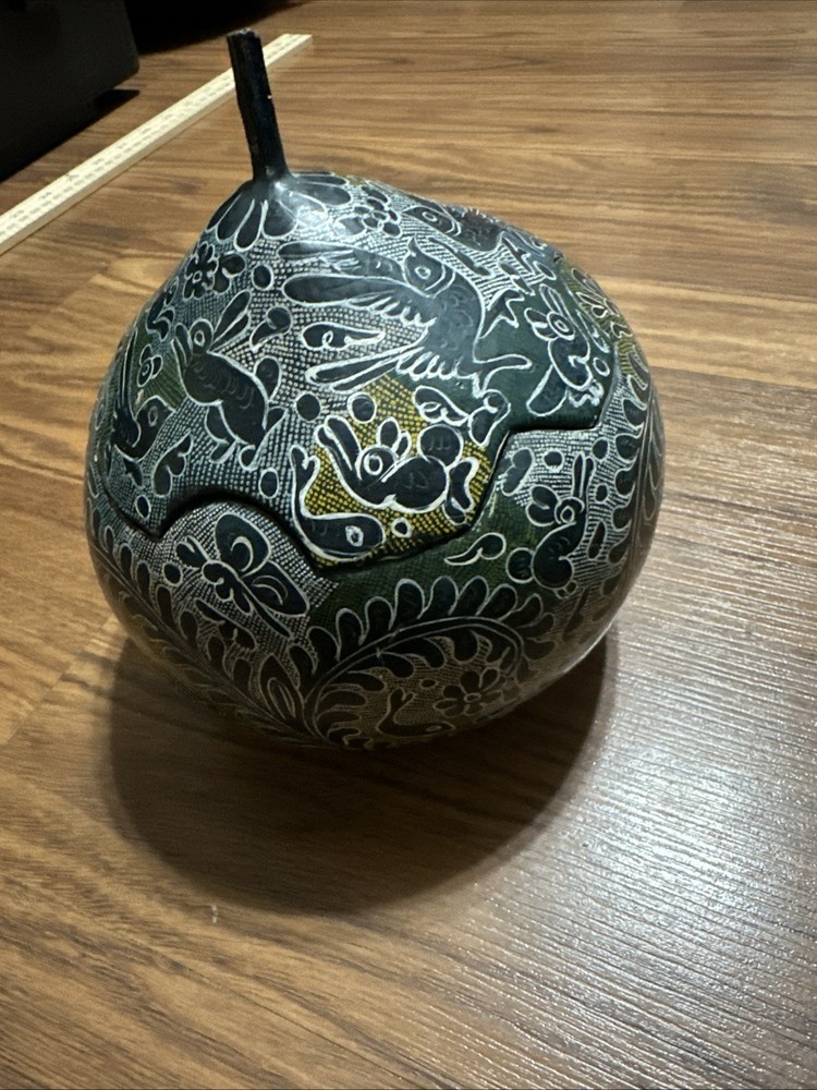 Gourd Blue With Animals Painted All Over