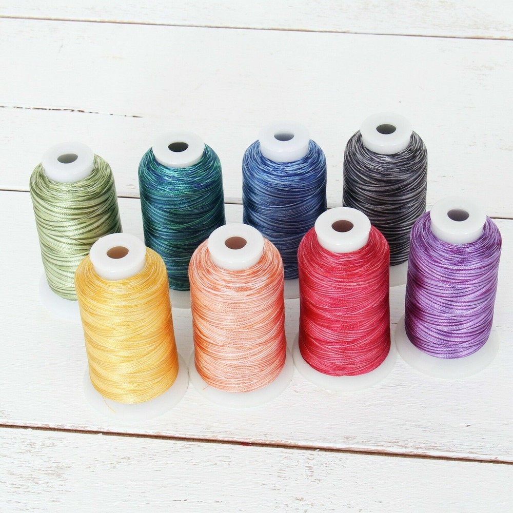 VARIEGATED POLYESTER EMBROIDERY THREAD 1000M SPOOLS 25 COLORS 40 WT - THREADART