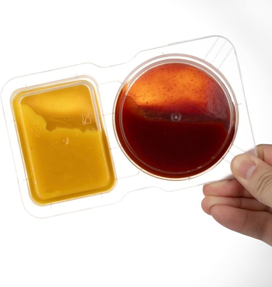 50 Pack Double Compartment Condiment Container with Lid, 5oz Disposable Clear