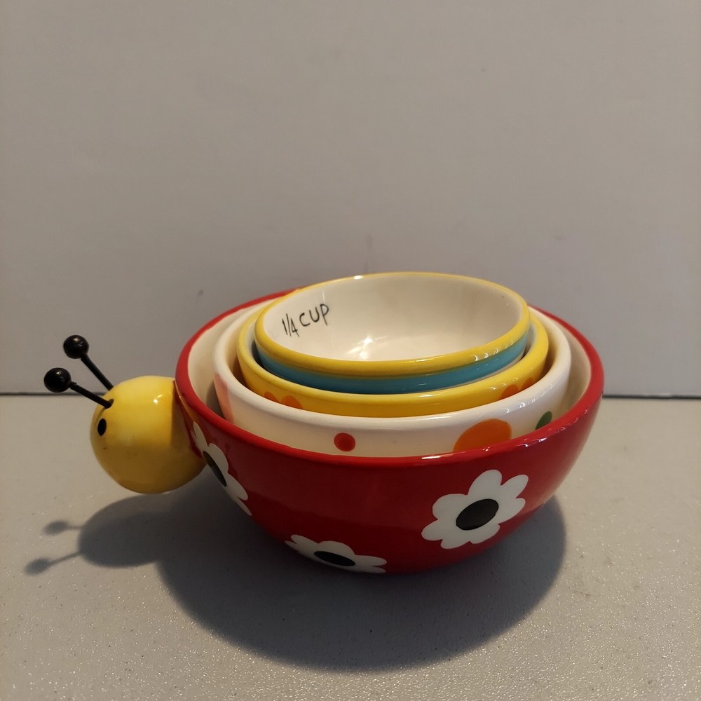 Boston Warehouse Trading#1638444 Ladybug Ceramic Nesting Measuring Cups