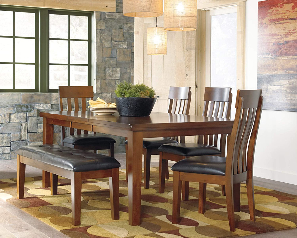 Ralene Tufted Upholstered Dining Room Bench, Medium Brown