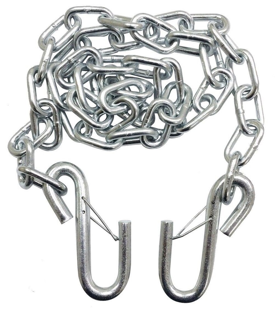 One 1/4" x 48" Grade 30 trailer safety chain w/ 2 S hooks & safety latches 25002