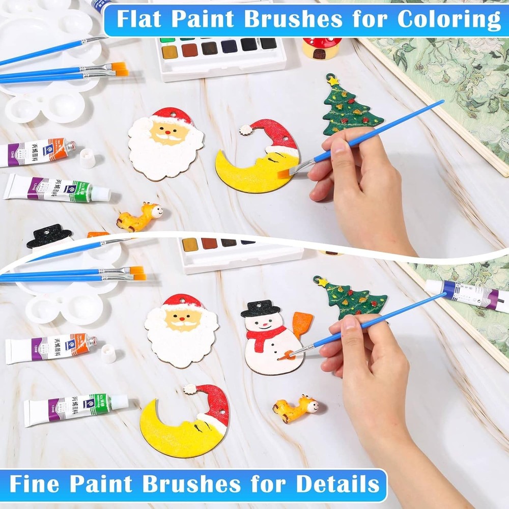 Small Paint Brushes Bulk, Anezus 50 Pcs Flat Tip Small, Blue