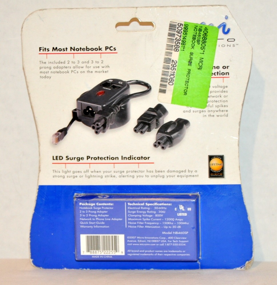 Micro Innovations Notebook Surge Protector - New