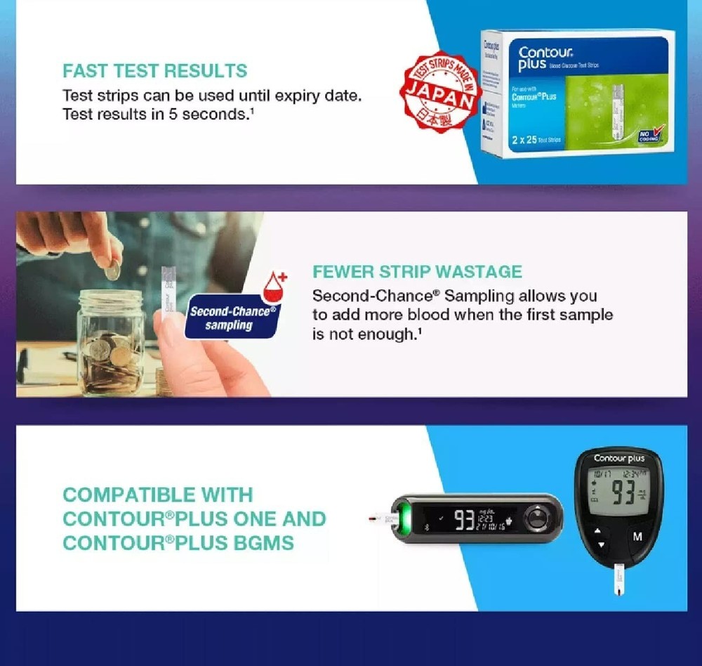 Contour Plus Next Test Strips Multicolor Pack of 3 150 Count