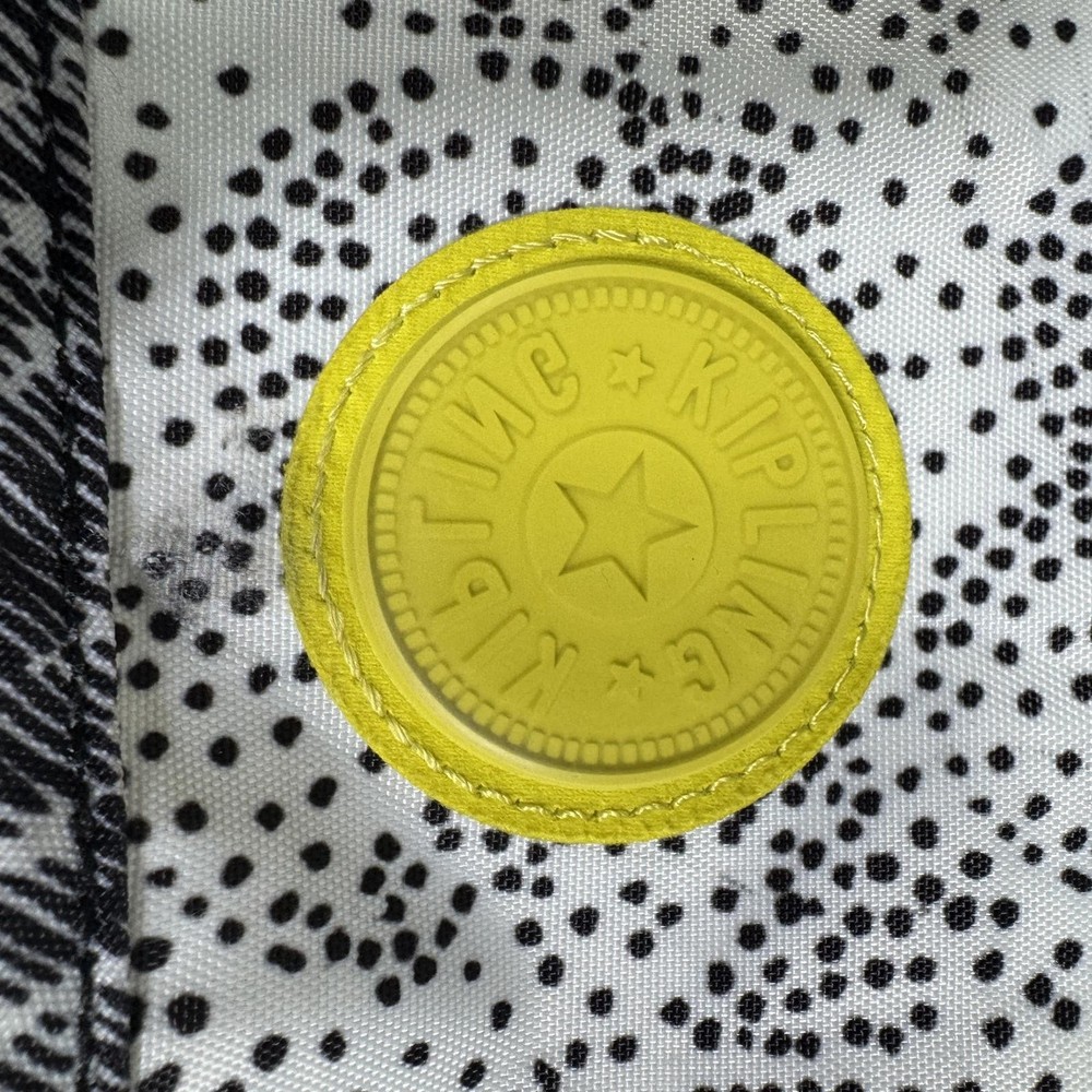 Kipling Black and White Patterned Backpack with Yellow Logo Patch b14