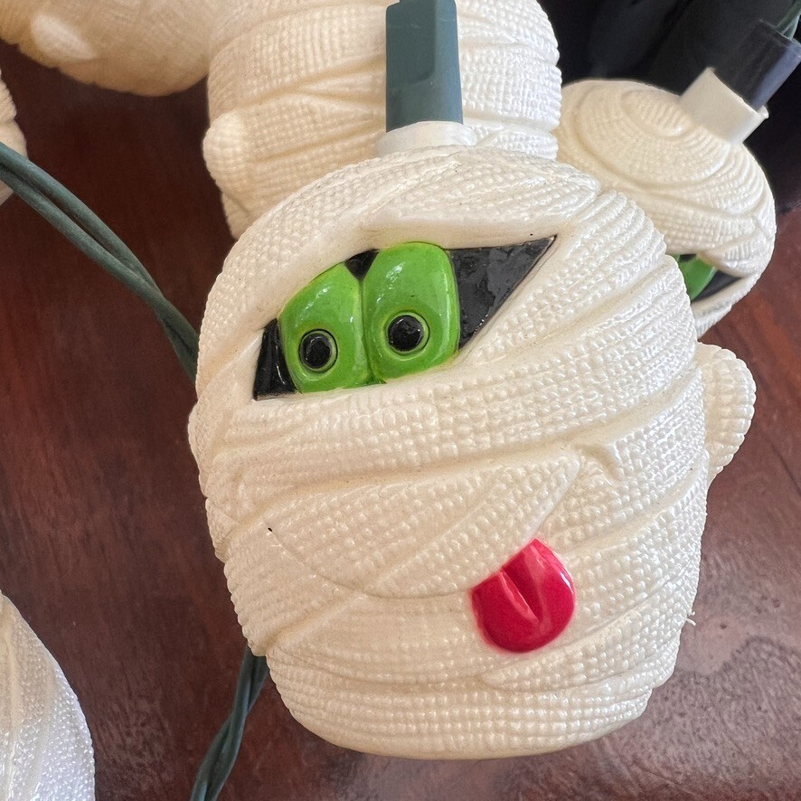 Vintage Mummies Light String Halloween Decor MCM Mummy Working Cute