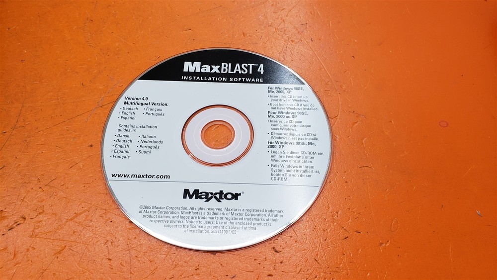 ⭐️⭐️⭐️⭐️⭐️ MaxBlast 4 Installation Software Disc Only Version 4 Maxtor 2005