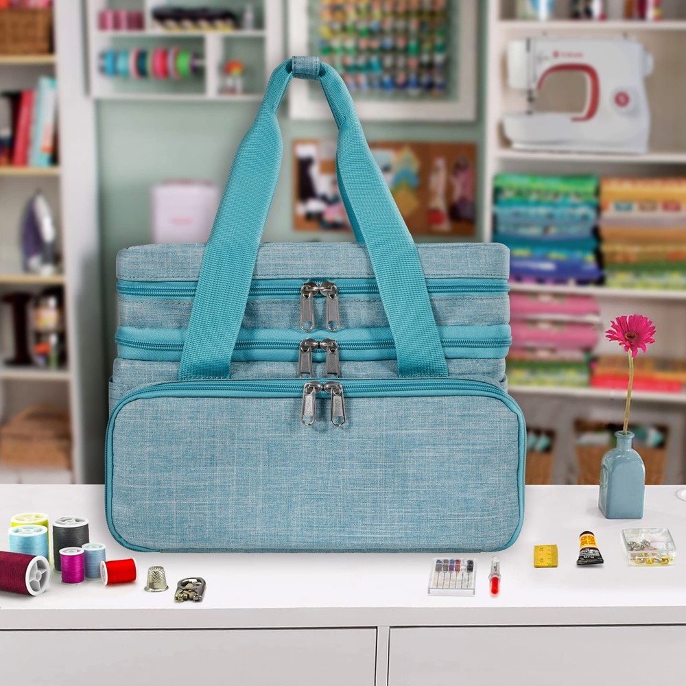 SINGER Sewing Accessories Organizer (Bag Only) – Double Layer Medium, Teal