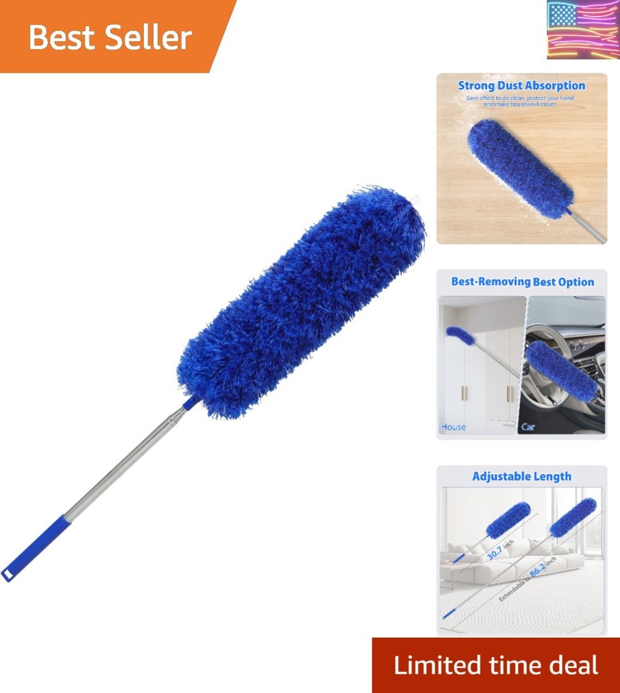 Duster with 80" Extension Pole for Cleaning, Bendable Duster Microfiber Head,...