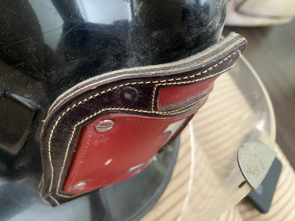 vintage MSA fire helmet With Leather Lapel