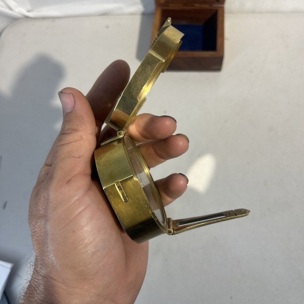 Vintage Solid Brass Compass Natural Sine Nautical