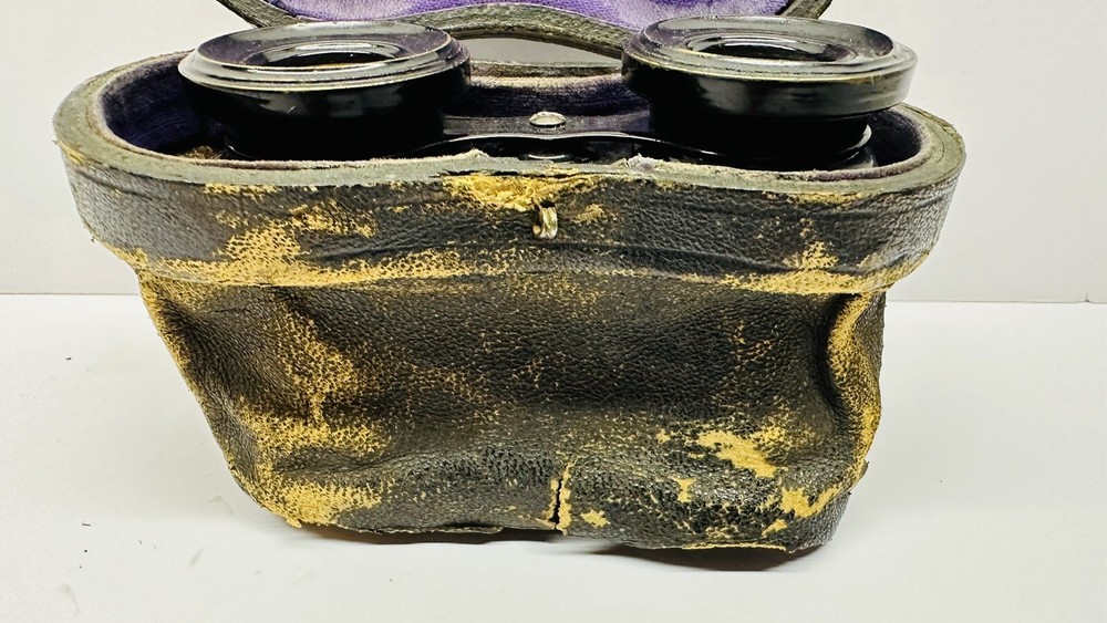 Antique Opera Glasses Binoculars In Original Leather Case