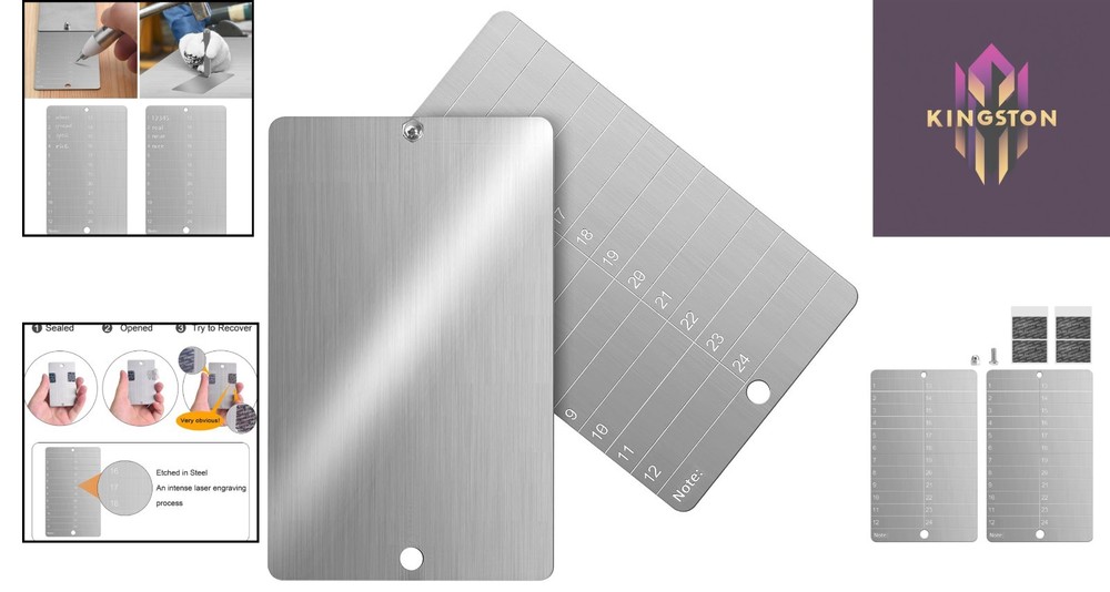 Compact Metal Seed Phrase Storage: 2 Laser-Etched Plates for Crypto Security