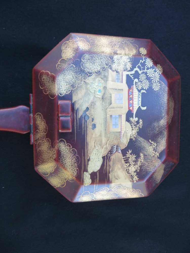 Maruni Japanese laquerware handled box Occupied Japan