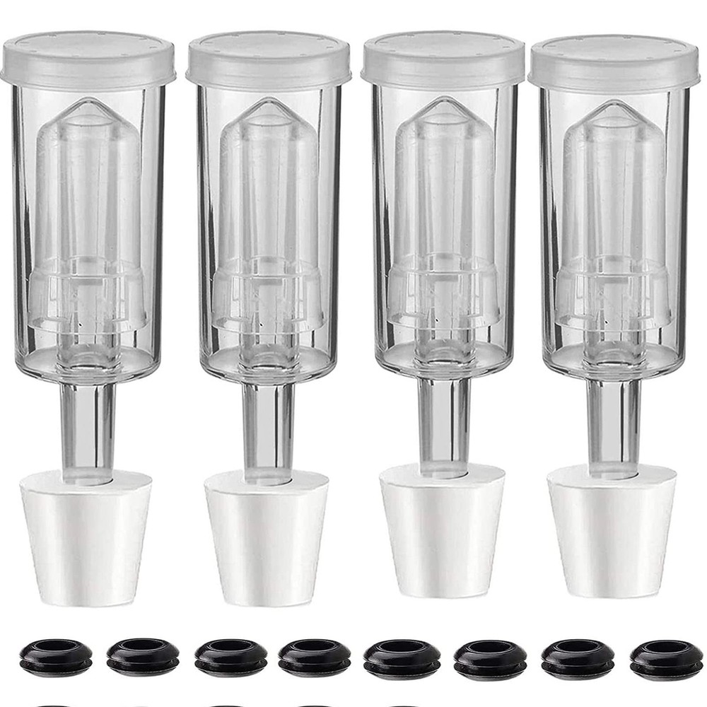 3-Piece Airlock 4 Pack  4PCS #6 Stopper and 8PCS Grommets, Fermentation Airlock