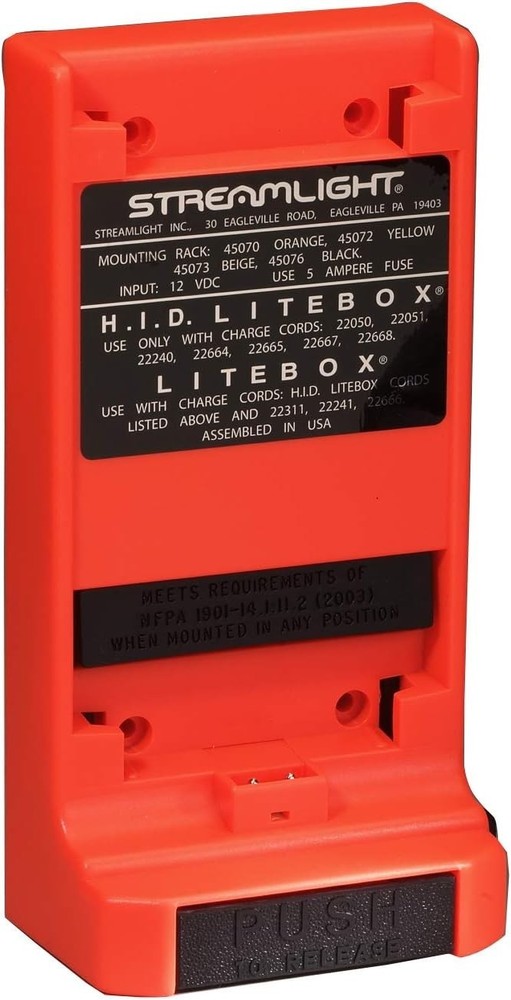 Streamlight LiteBox Standard System Mounting/Charging Rack AC/DC Orange/Yellow