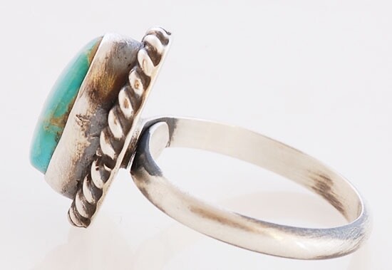 Native American Handmade Sterling Silver with Turquoise Ring Size 7