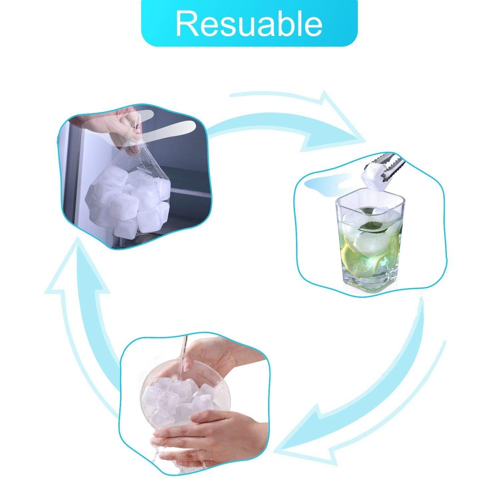Reuable Ice Cube for Drinks - White Clear Plastic to 0.98”,