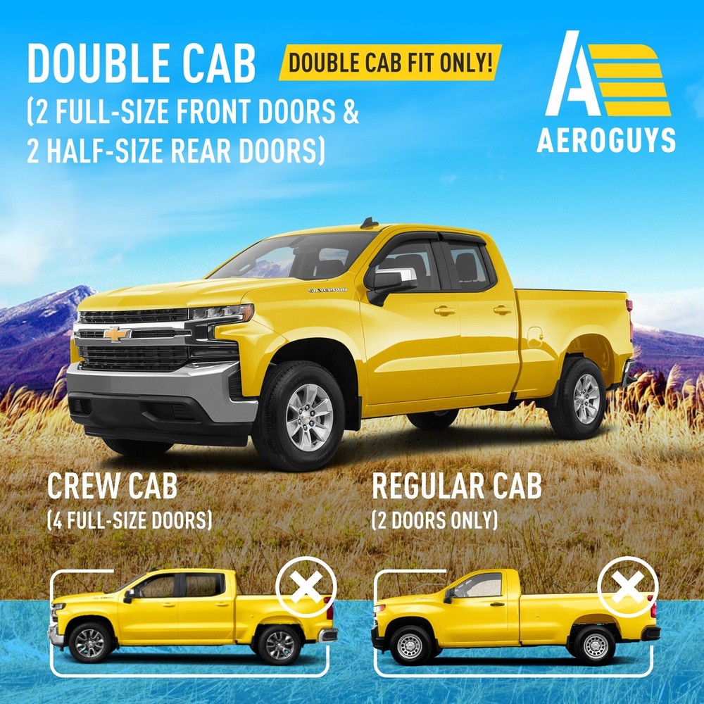 Side Window Deflectors Rain Guards for 2019-2024 Chevy Silverado Double Cab