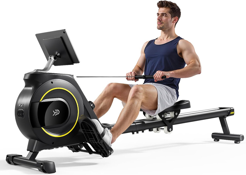 Compact Rowing Machine, 350 LB Capacity, 16-Level Silent Resistance, APP Support