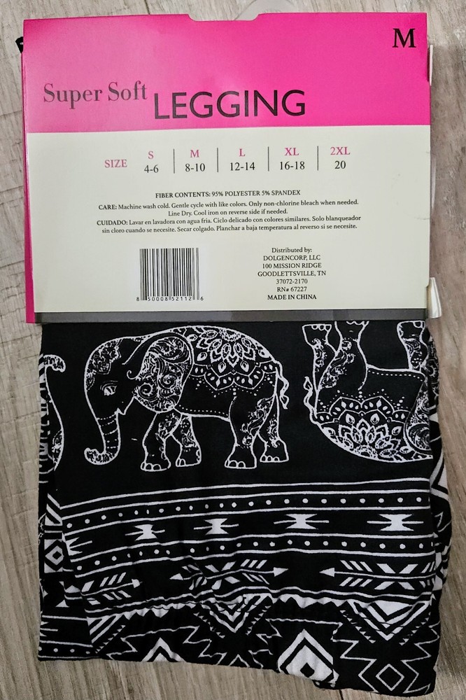 MEDIUM 8-10 Super Soft Legging Elephant Aztec Print Comfort Stretch