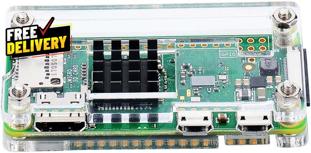 Raspberry Pi Zero Case Case for Raspberry Pi Zero 2 W with Heatsink HDMI Adapter