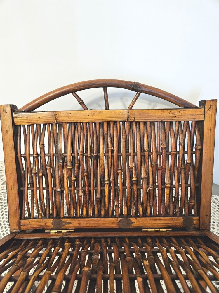 Bamboo Folding Magazine Rack. Vtg