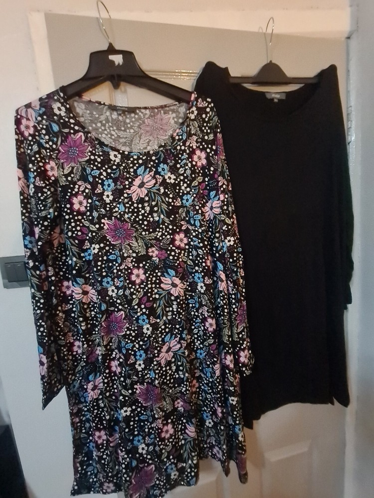 2PK STUDIO TOPS BLACK AND MULTICOLOURED SIZE 16-18