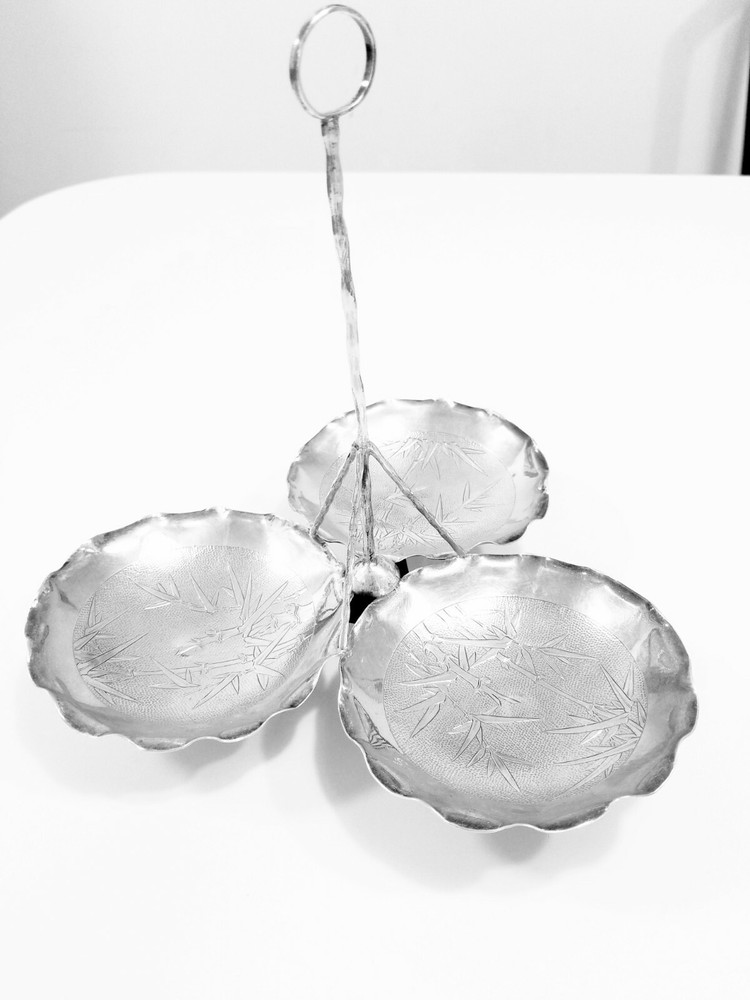 STERLING SILVER CHINESE 3 SECTION DISH