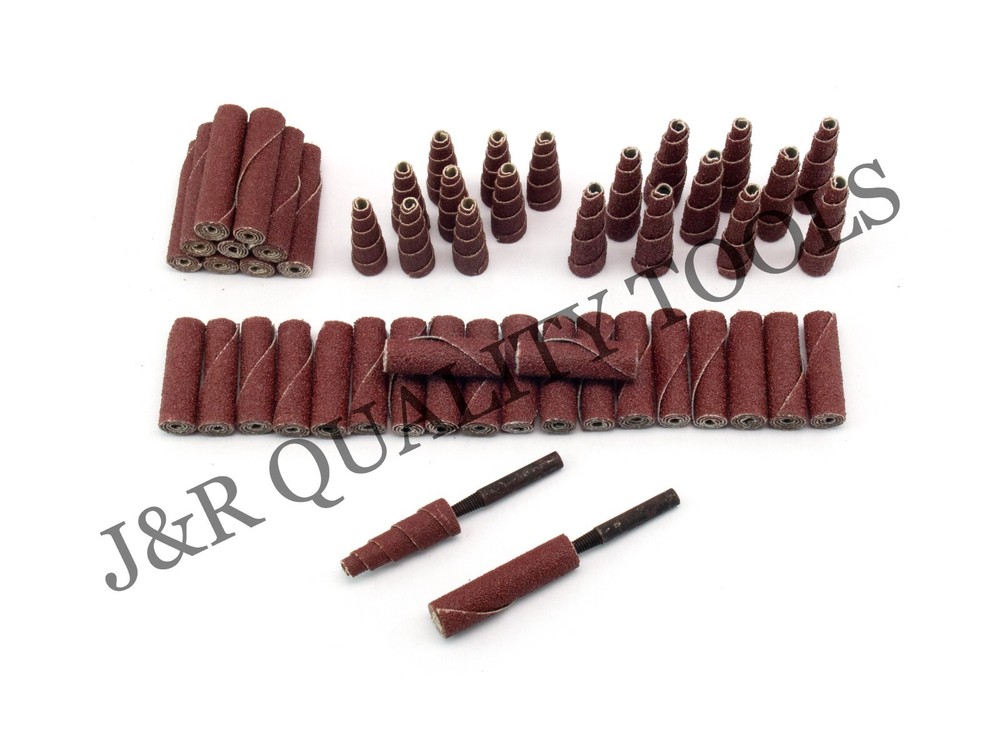 52-PC MINI CONE & CYLINDER SHAPED ABRASIVE SANDING W/ 2 ARBORS SET