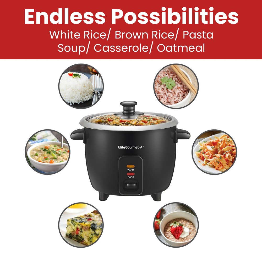 Elite Gourmet ERC003BX Electric Rice Cooker with Automatic Keep Warm Makes So...