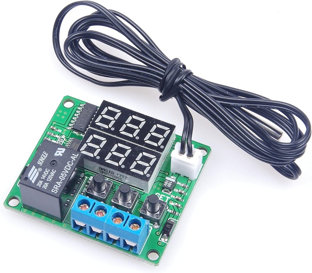 Compact Touch-Controlled Digital Thermostat with Dual LED Display & Fan Control