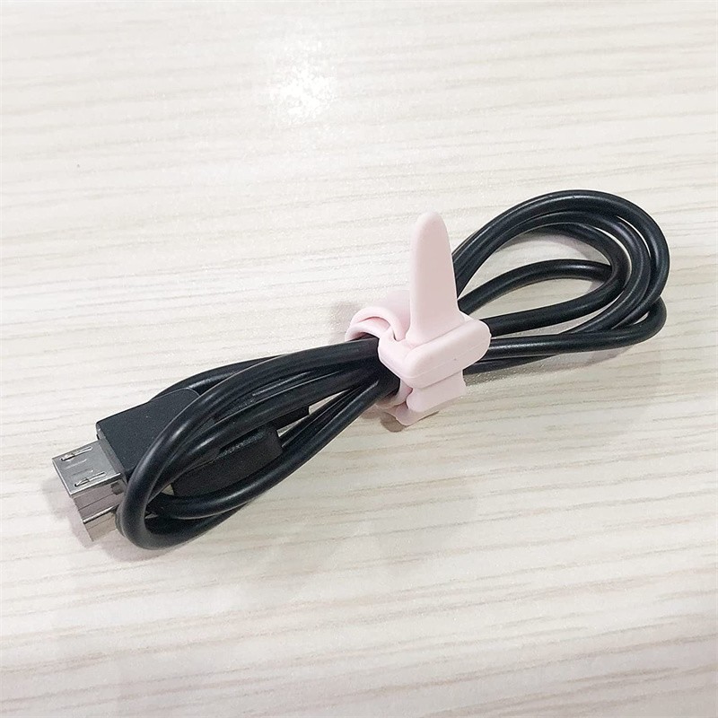 20pcs Straps Reusable Silicone Cable Zip Tie Table Elastic For Wire Management