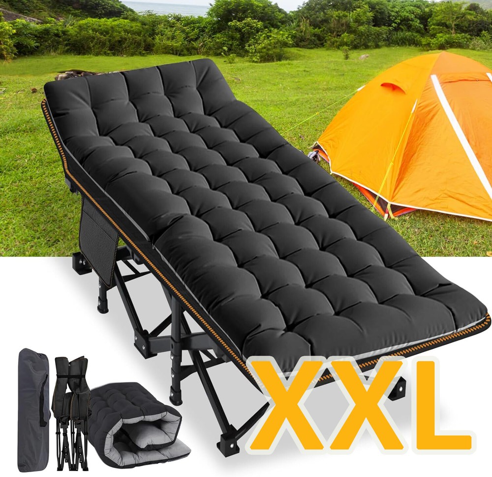 NAIZEA XXL Portable Folding Camping Cot,Oversize 32n Width Sleeping Cot with Pad
