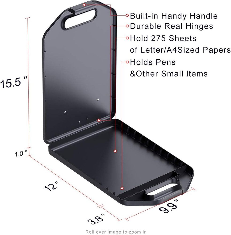 Calculator Storage Clipboard with Handle, Plastic Compartment Hold 200 Letter Si