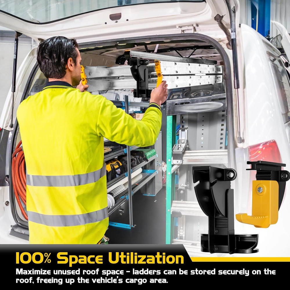 Van Ladder Storage System - Durable Overhead & Sidewall Rack with Mounting Kit