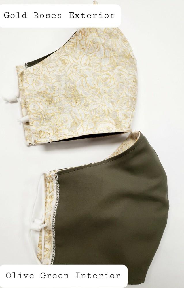 2-Pack Fitted Face Covering, Reversible, Adjustable & Breathable, Size Medium 