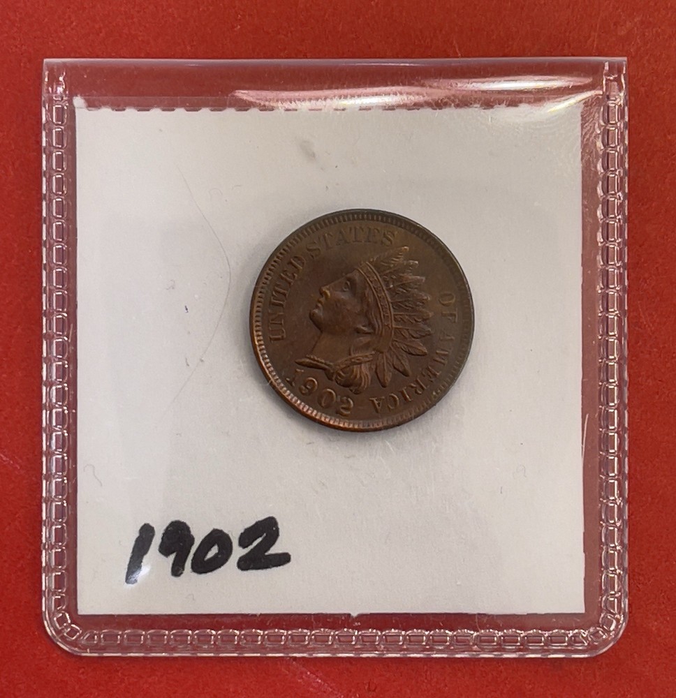 1902 Indian Head Cent, Red/Brown, Uncirculated.