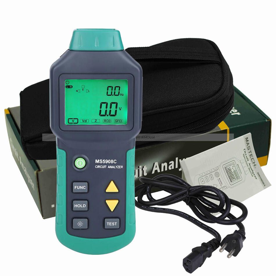Mastech MS5908C RMS Circuit Analyzer Tester 220V RCD GFCI  Socket Tester
